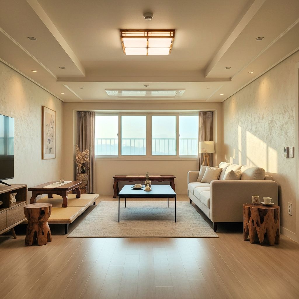 깨끗하게 정리된 새 아파트 거실